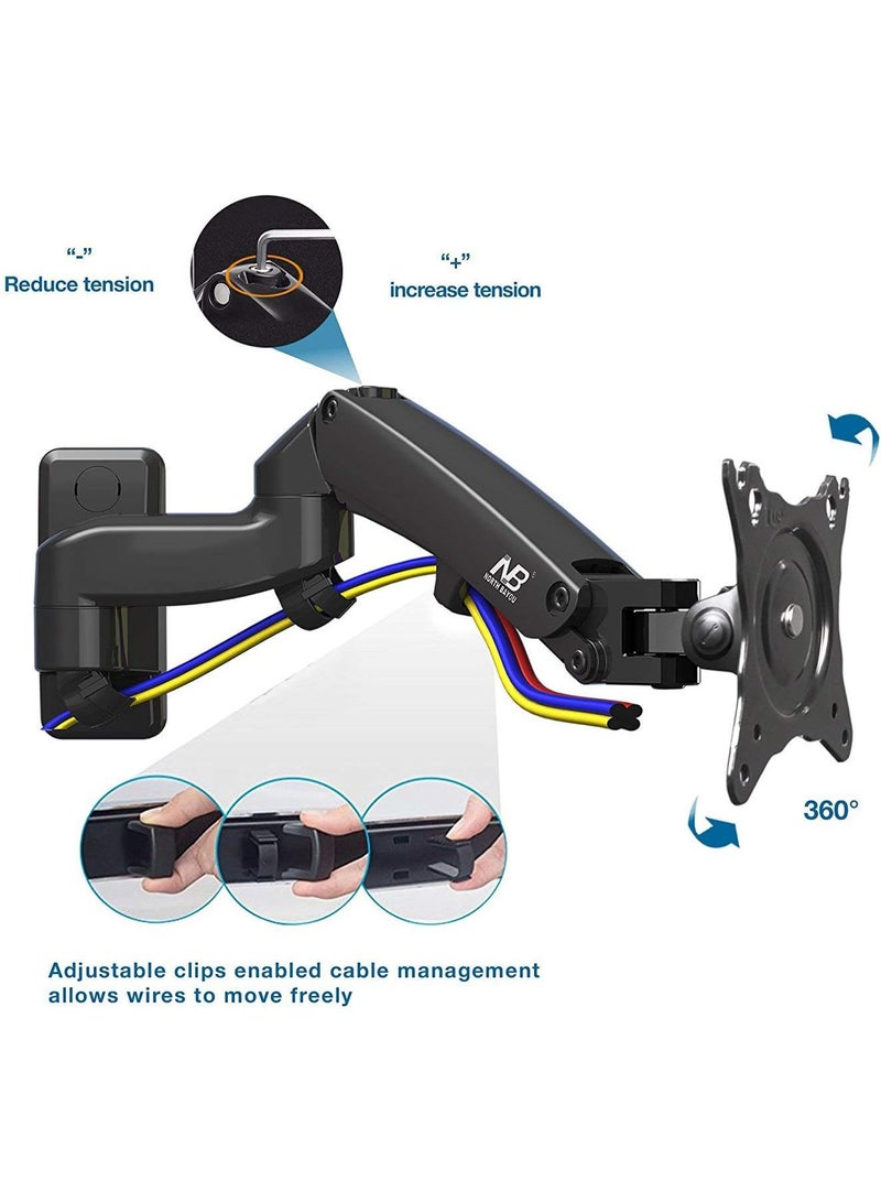 NB NORTH BAYOU F150 Wall-Mounted 17"-35" Monitor Stand - Black - Image 3