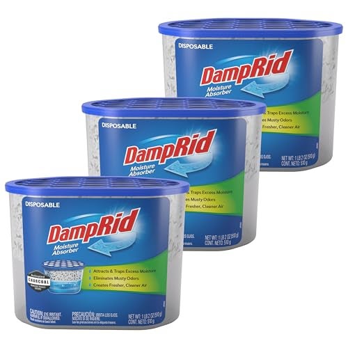 DampRid Fragrance Free Disposable Moisture Absorber with Activated Charcoal, 18 oz (Pack of 3) Moisture Absorber & Odor Remover, Lasts Up To 60 Days, No Electricity Required - Image 1