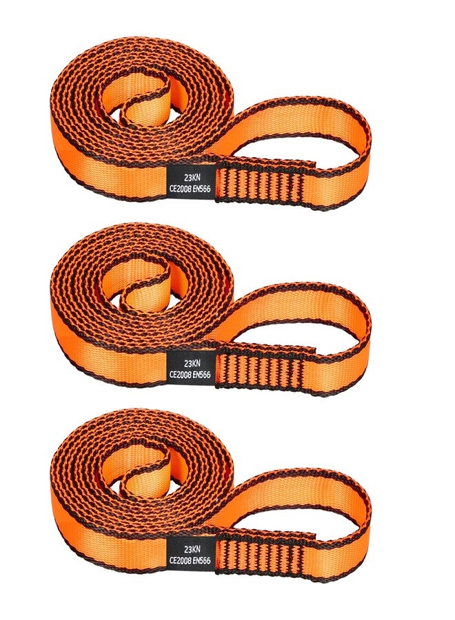 KLYTORX 18MM Nylon Climbing Sling Runner - 23KN CE2008/EN566 Certified Climbing Webbing for Rock Climbing, Rappelling, Mountaineering, Outdoor Adventures, Emergency Anchoring 120cm/ 48inch |Pack of 3（Orange） - Image 1