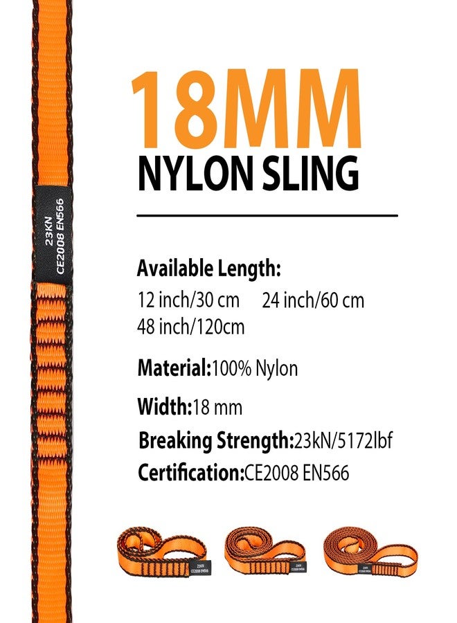 KLYTORX 18MM Nylon Climbing Sling Runner - 23KN CE2008/EN566 Certified Climbing Webbing for Rock Climbing, Rappelling, Mountaineering, Outdoor Adventures, Emergency Anchoring 120cm/ 48inch |Pack of 3（Orange） - Image 2
