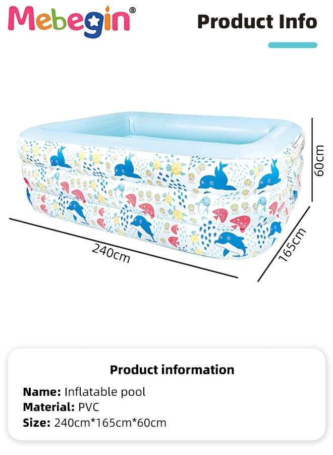 MEBEGIN Horse Sprinkler Paddling Pool, Ideal Interactive Splash Pool, Cartoon Sprinkler Wading Pool, Sturdy Inflatable Swimming Pool, Full-Sized Family Blow up Pool, Outdoor Garden Pool, Great for Garden, Courtyard, Grassland, Beach and Swimming Pool, 240*165*60cm - Image 3