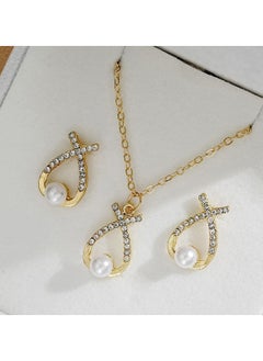 Huitich Elegant Gold Colour Alloy Necklace and Earrings Set with Crystals and Pearls  - Image 2