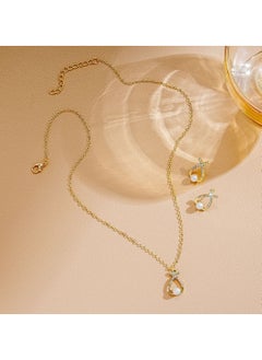 Huitich Elegant Gold Colour Alloy Necklace and Earrings Set with Crystals and Pearls  - Image 4