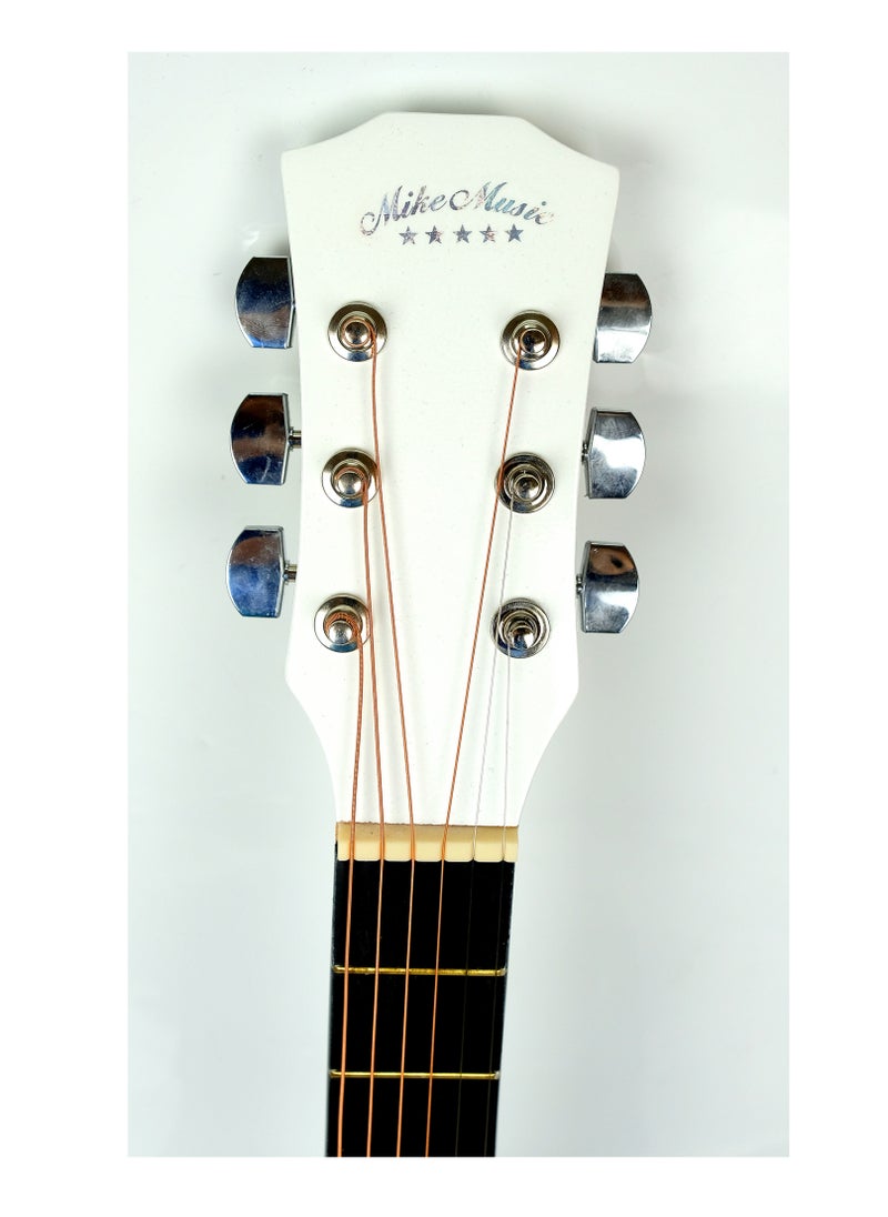 Mike Music Mike Music 38-Inch Acoustic Guitar with Bag, Strings, Capo, Picks & Strap -White  - Image 4