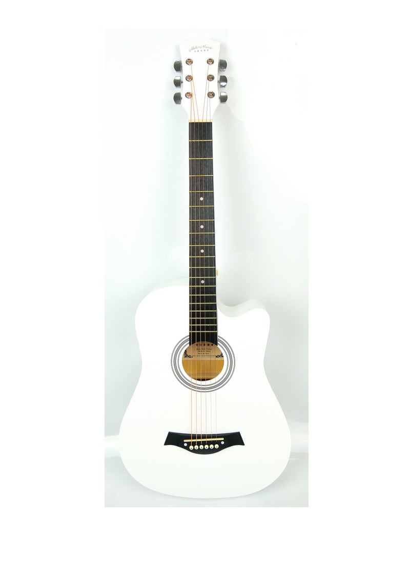 Mike Music Mike Music 38-Inch Acoustic Guitar with Bag, Strings, Capo, Picks & Strap -White  - Image 2