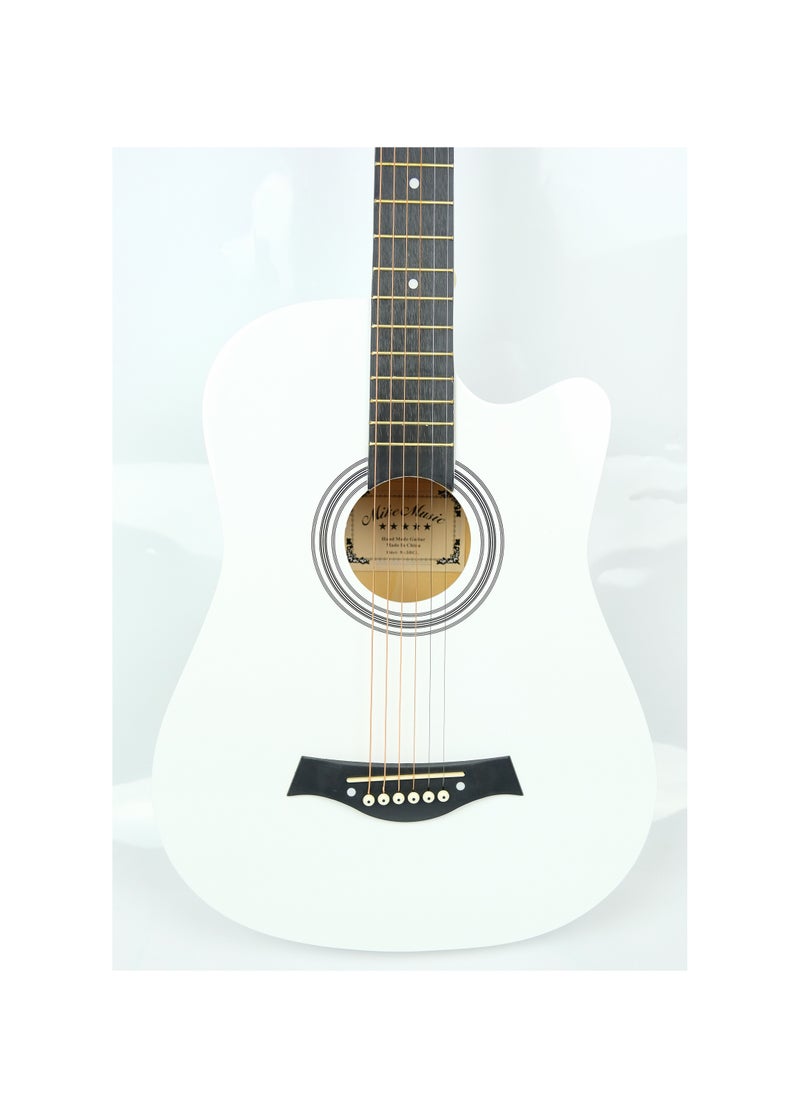 Mike Music Mike Music 38-Inch Acoustic Guitar with Bag, Strings, Capo, Picks & Strap -White  - Image 3