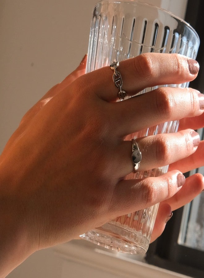 LEMON GRASS Sterling Silver Mariner Link Chain | Puffed Chain | DNA Ring Stacking Open Band Adjustable - Image 5