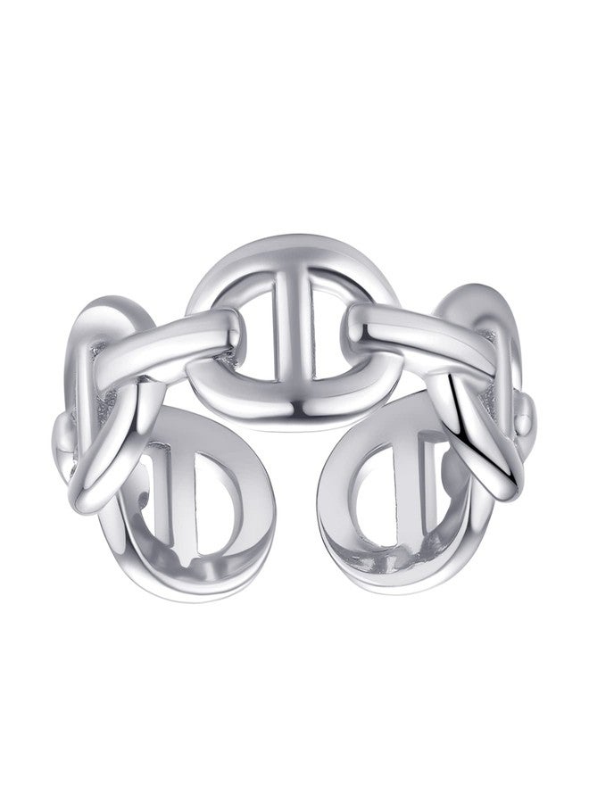 LEMON GRASS Sterling Silver Mariner Link Chain | Puffed Chain | DNA Ring Stacking Open Band Adjustable - Image 1