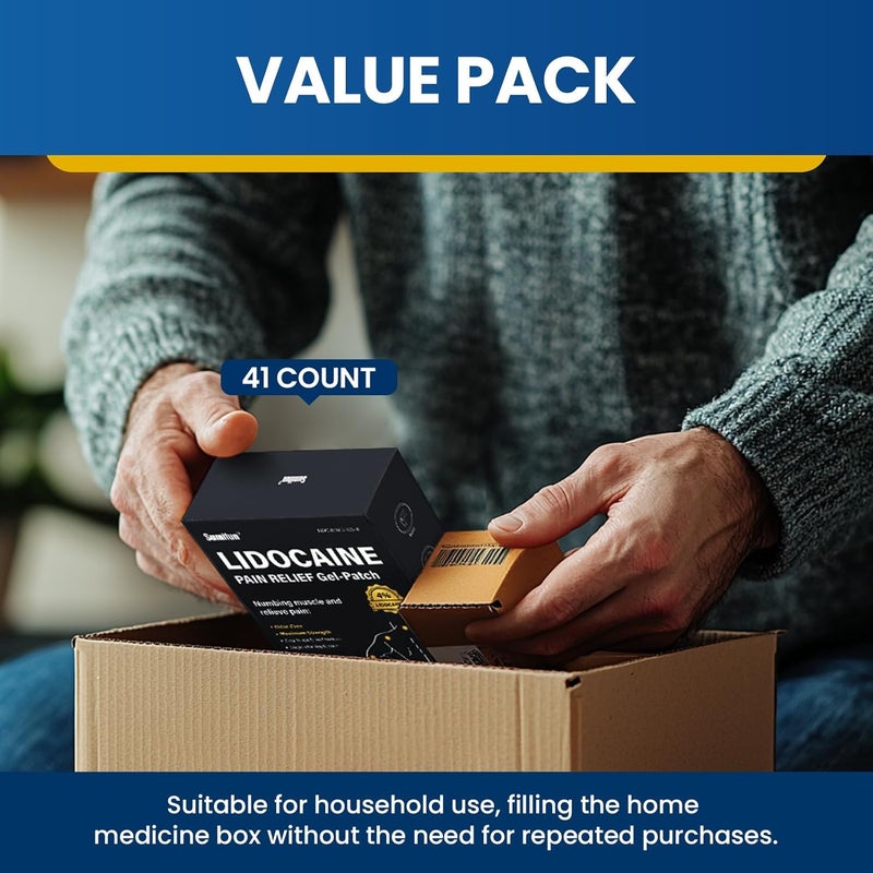 Sumifun Lidocaine Patches Maximum Strength 4 Lidocaine Pain Relief Patches for Back Neck Knee and Shoulders  Large Size and Long Lasting  Soothes Nerves Joints and Injuries large Count 41 - Image 5