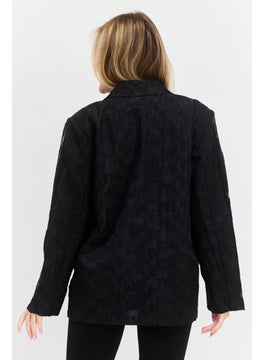 SELECTED FEMME Women Embroidered Long Sleeves Blazer, Black  - Image 3