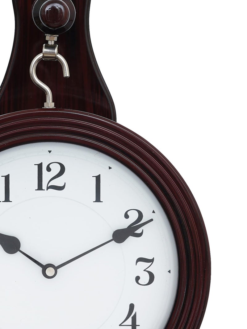 CHRONIKLE Beautiful Wooden Round Double Sided English Roman Numbers Station Hanging Wall Clock for Living Room Home Decor Office Gifts (Size: 28 x 11 x 40 CM | Weight: 1700 Gram | Color: Rosewood) - Image 2