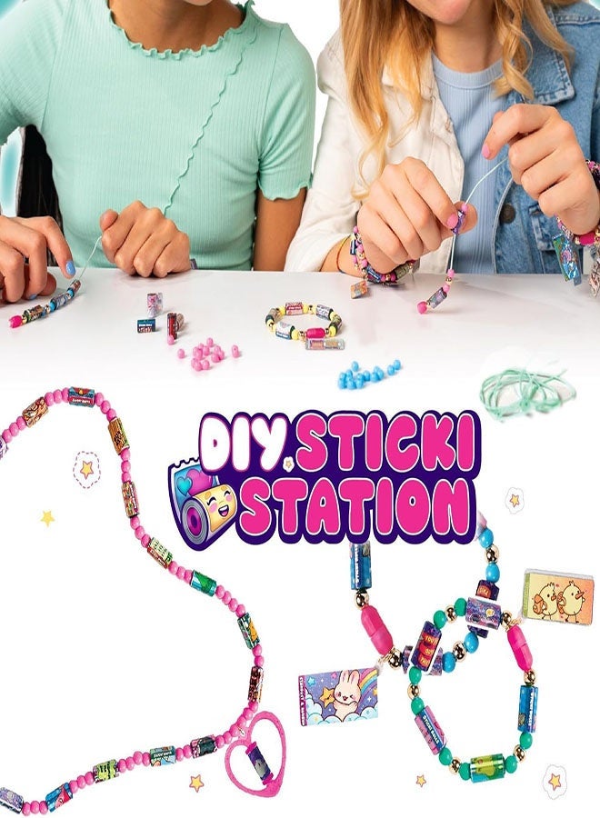ملصقات لفافة، حزمة ملصقات قلادة، ملصقات قابلة للارتداء مع قلادة وسوار، مجموعة أدوات حرفية قابلة لإعادة الاستخدام للفتيات من سن 6 سنوات فما فوق، ملصقات إبداعية قابلة للمشاركة للتجميع ومشاركة المرح - Image 2