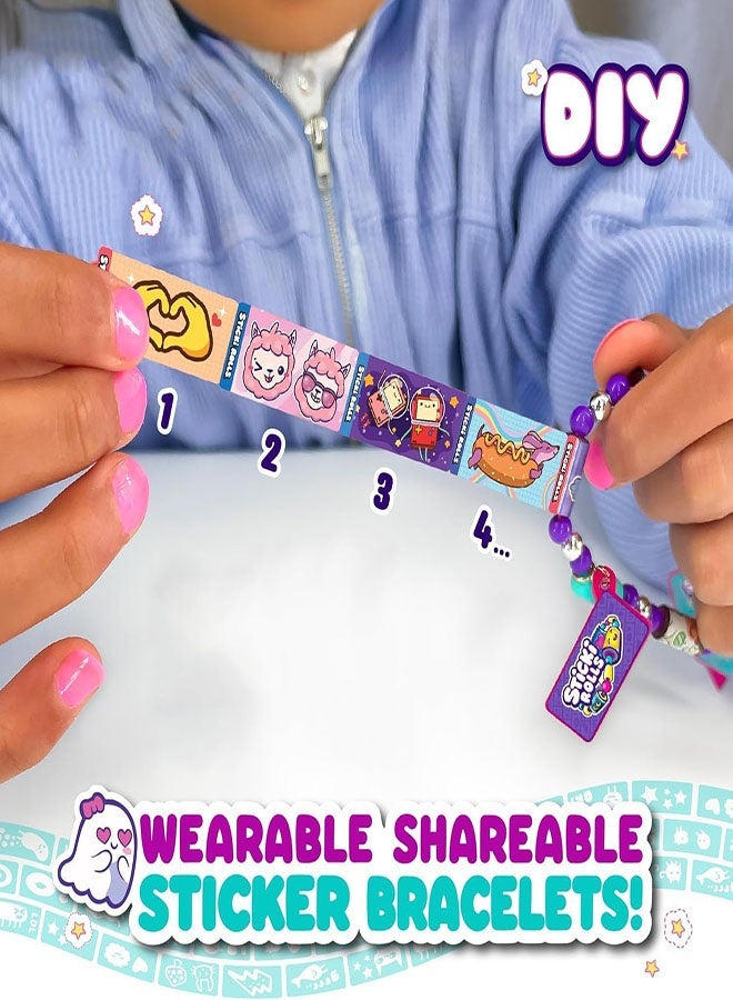 ملصقات لفافة، حزمة ملصقات قلادة، ملصقات قابلة للارتداء مع قلادة وسوار، مجموعة أدوات حرفية قابلة لإعادة الاستخدام للفتيات من سن 6 سنوات فما فوق، ملصقات إبداعية قابلة للمشاركة للتجميع ومشاركة المرح - Image 5