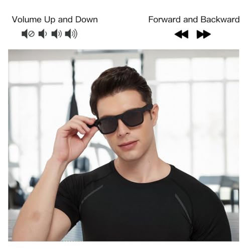 OhO sunshine Unisex-adult Audio Rectangular Polarized Sunglasses, Bluetooth 5.0 Version Wireless, Open Ear Style Listen Music and Calls - Pack of 1 (Black Frame-black Lens, One Size) - Image 5