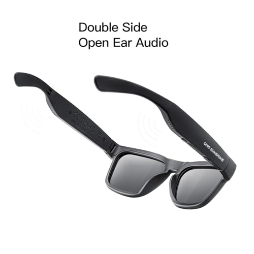 OhO sunshine Unisex-adult Audio Rectangular Polarized Sunglasses, Bluetooth 5.0 Version Wireless, Open Ear Style Listen Music and Calls - Pack of 1 (Black Frame-black Lens, One Size) - Image 4
