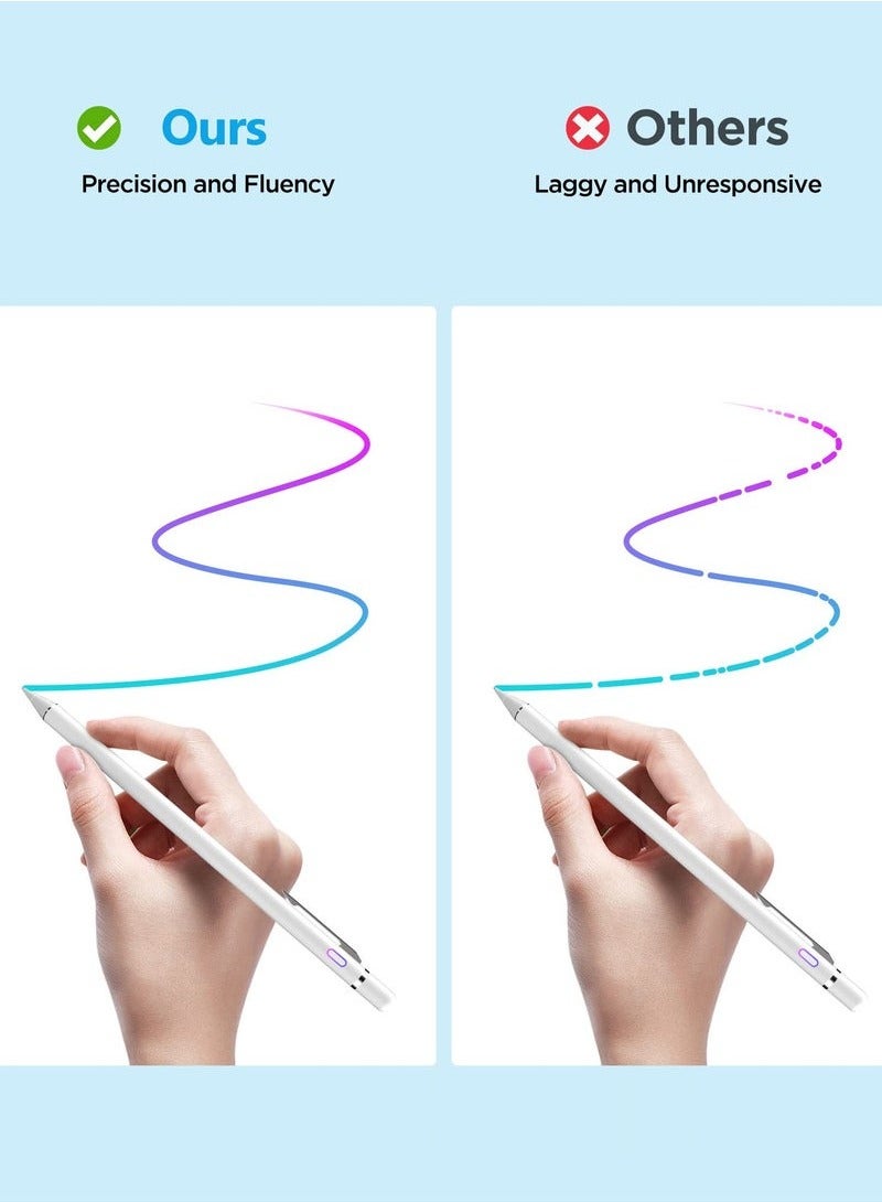 قلم ستايلس لجهاز iPad، قلم رصاص لجهاز iPad Pro مقاس 12.9/11/10.5/9.7 بوصة Air 4/3/2/1 iPad 9/8/7/6/5/4/3/2 Mini 6/5/4/3/2/1 Generation بديل للرسم والكتابة الرقمية، أبيض، BUTENY-Stylus-White - Image 4