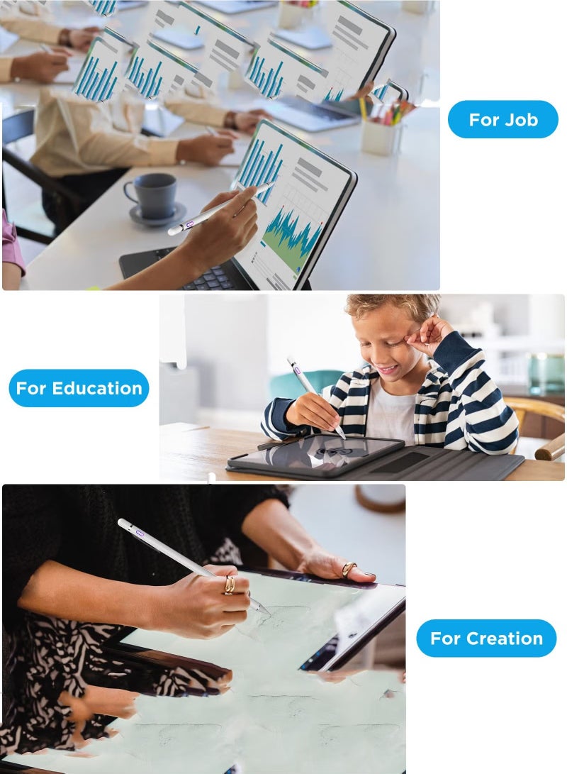قلم ستايلس لجهاز iPad، قلم رصاص لجهاز iPad Pro مقاس 12.9/11/10.5/9.7 بوصة Air 4/3/2/1 iPad 9/8/7/6/5/4/3/2 Mini 6/5/4/3/2/1 Generation بديل للرسم والكتابة الرقمية، أبيض، BUTENY-Stylus-White - Image 5