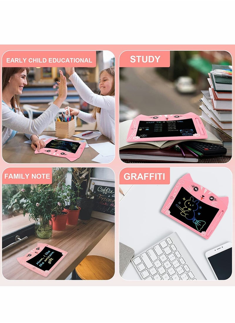 Generic - LCD Writing Tablet, 8.5 Inch Doodle Board with Lock Function, Colorful Screen Drawing Pad for Kids, Educational Erasable Toy, Perfect for Preschool Learning and Creativity (Pink Cat Design) - Image 1