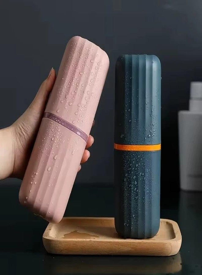 iSTAR Plastic Capsule Shape Travel Toothbrush Toothpaste Case Holder,Portable Case Storage,Toothbrush Holder for Camping,Business and School Trip|Pack of 2 (Random Color),Multicolour - Image 2