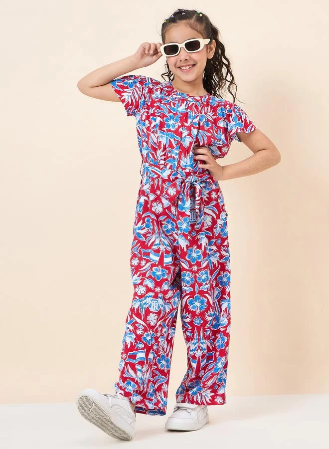 ستايلو بج جمبسوت كاجوال بطبعة أزهار بالكامل للأطفال