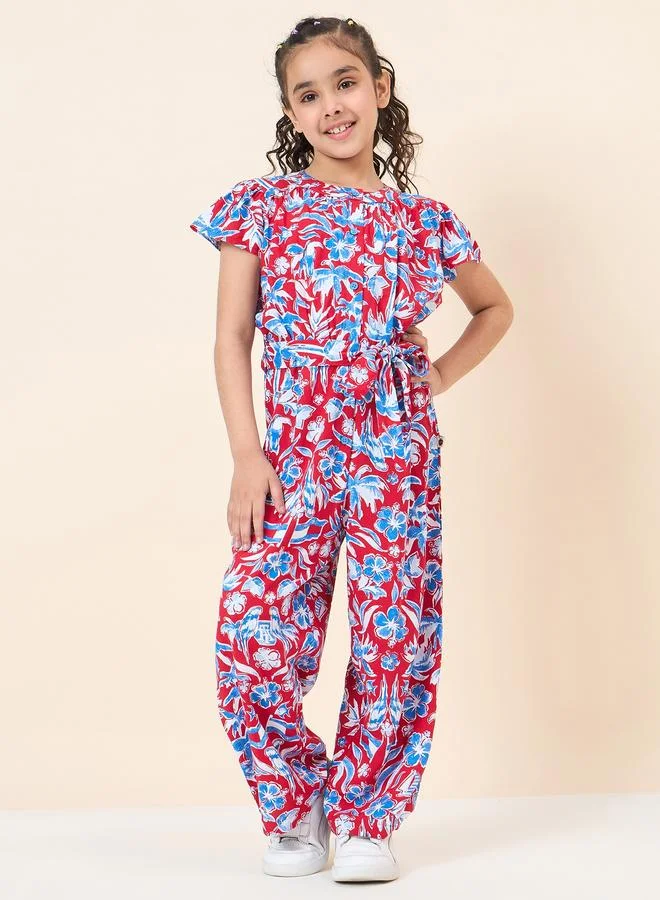 ستايلو بج جمبسوت كاجوال بطبعة أزهار بالكامل للأطفال