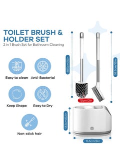 2-Piece Silicone Toilet Brush Set With Holder for Cleaning Bathroom Rust-Free & Non-Slip Long Handled Toilet Brush - pzsku/Z0667238DCCBB1D8B7026Z/45/_/1684481292/40aac7da-e784-4a79-879a-3c2b0d75f989