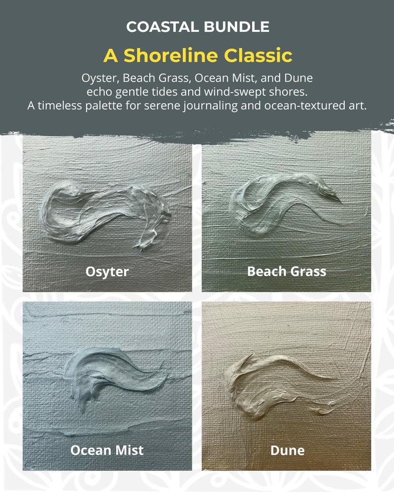 The Crafter's Workshop Stencil Butter - Coastal Acrylic Paint Set - Boutique Metallic Texture Paste for Art, Canvas, Journals, & Cards - 4 x 2oz Jars - Image 2