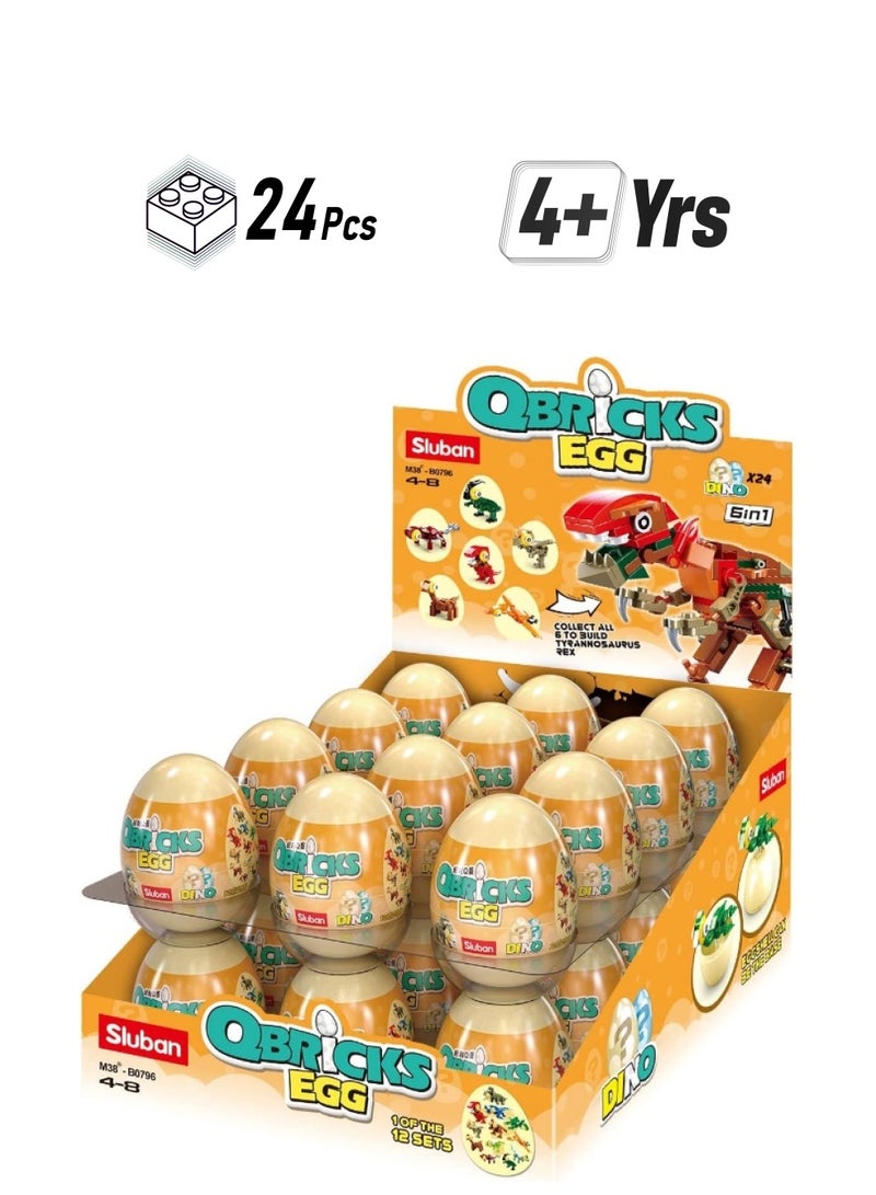 Sluban Qbricks Egg - Building Set 12 Different Dinosaurs - 24 Egg