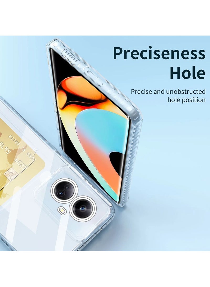 Clear Wallet Phone Case for Realme 10 Pro+/Realme 10 Pro Plus Upgrade Card Slot Case Slim Fit Protective Soft TPU Shockproof Cover with Cute Card Holder - Transparent  - Image 4