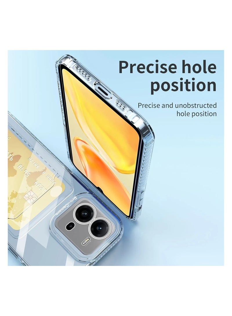 Clear Wallet Phone Case for Realme 10 Pro+/Realme 10 Pro Plus Upgrade Card Slot Case Slim Fit Protective Soft TPU Shockproof Cover with Cute Card Holder - Transparent  - Image 5