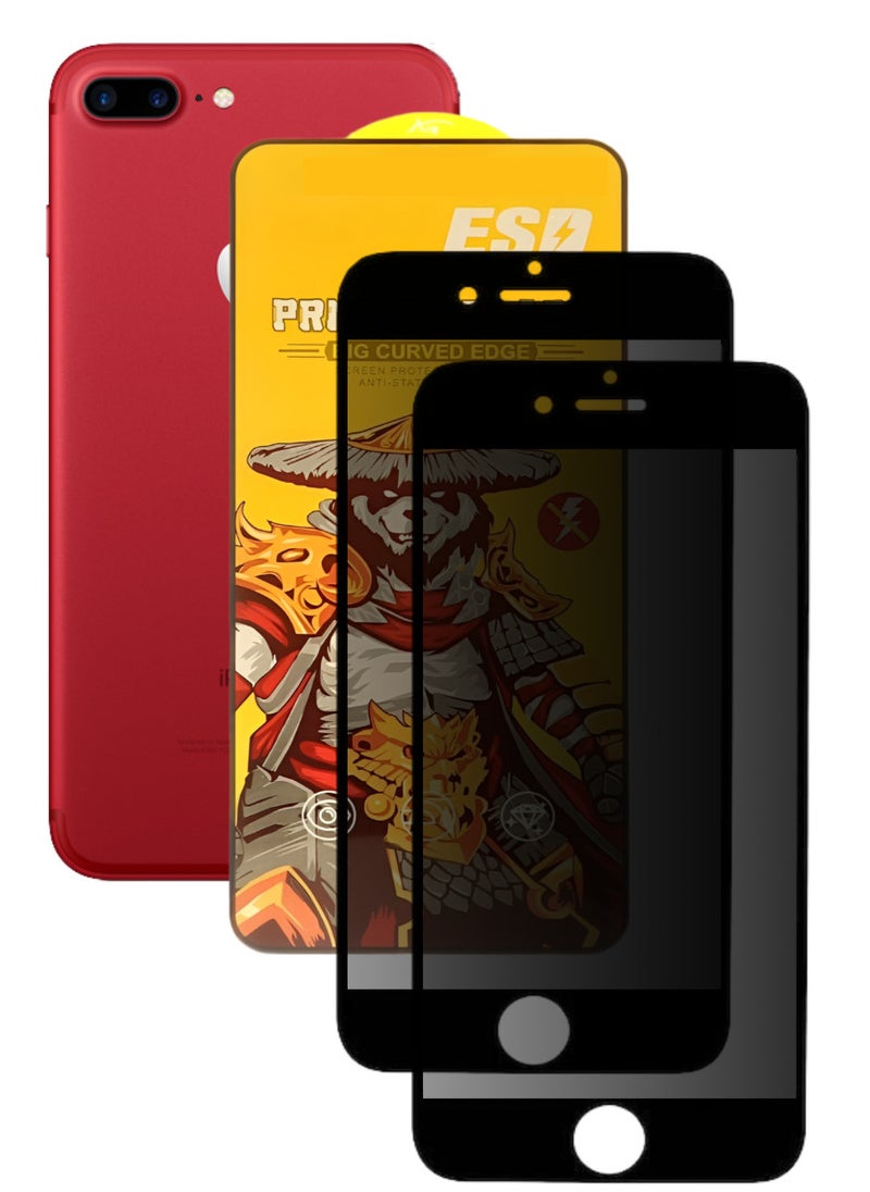 ESD 2 Pieces Tempered Dustproof Privacy Glass Screen Protector Compatible For iPhone 7 Plus - Image 1