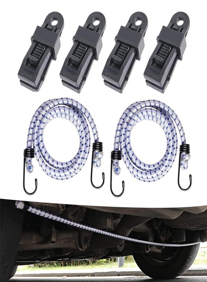 ijuicy 6 PCS Gust Straps Car Cover Wind Protector, Tensile Elastic Strong Load Rope with Windproof Clip, Hold Car Cover Straps Down from Blowing Off in High Winds, Universal for Cars (White) - Image 1