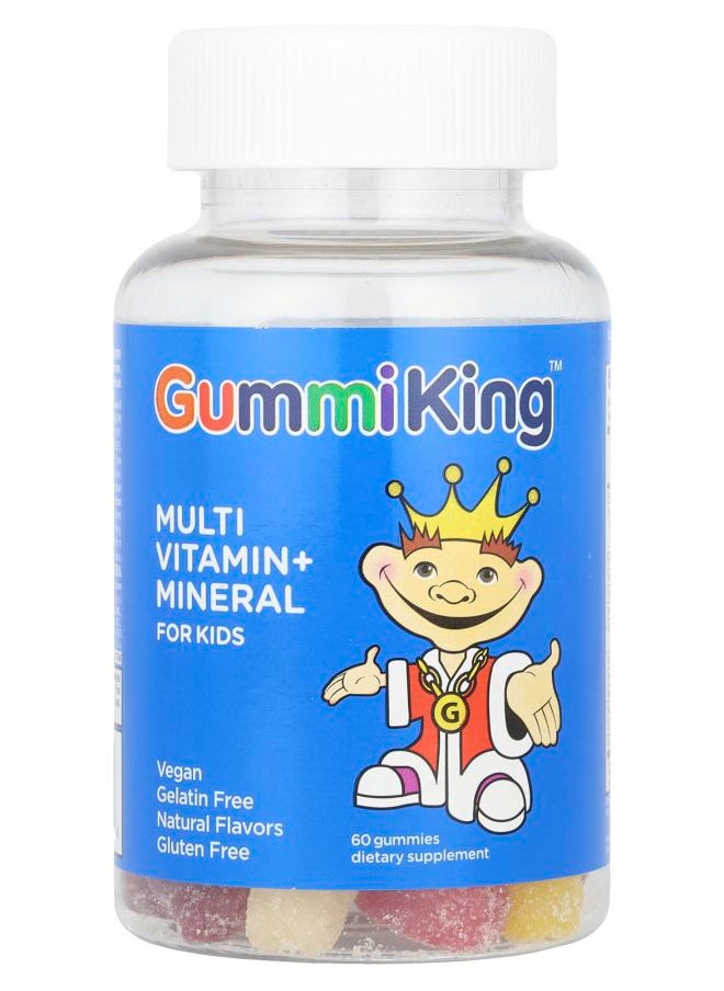 GummiKing Multi-Vitamin + Mineral for Kids Strawberry Orange Lemon Grape Cherry and Grapefruit 60 Gummies 