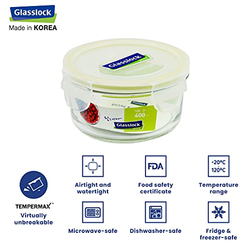 Glasslock Korea Tempered Glass Lunch Box For Office Use - Round, 400Ml, Set Of 2 - Airtight Glass Tiffin Box With Carry Bag For Office For Men & Women - Microwave/Dishwasher/Fridge/Freezer Safe - Image 3