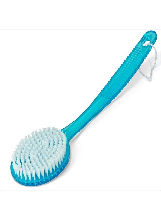 DecorRack Bath Brush with Bristles, Long Handle for Exfoliating Back, Body, and Feet, Bath and Shower Scrubber, Blue (1 Pack) - Image 1