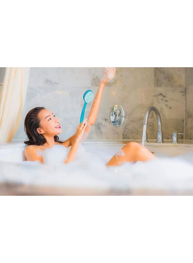 DecorRack Bath Brush with Bristles, Long Handle for Exfoliating Back, Body, and Feet, Bath and Shower Scrubber, Blue (1 Pack) - Image 3