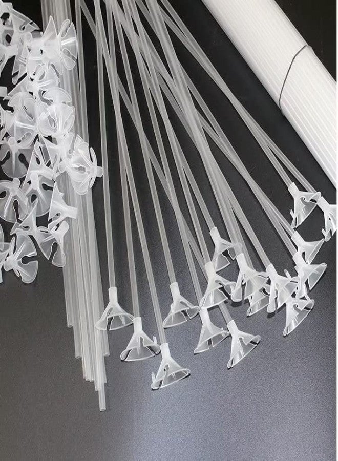 SZCQ 100PCS Balloon Sticks 12.6 Inch Transparent Plastic Balloon Stick Holders and Cup for Party Wedding Decoration Valentine's Day Upgraded Version - Image 5