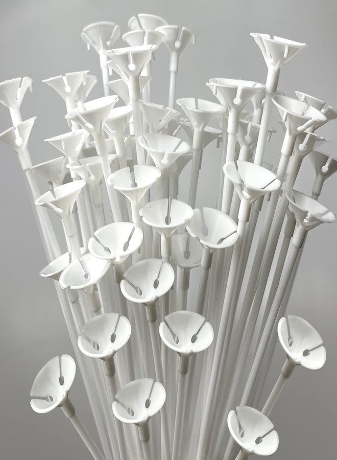 SZCQ 100PCS Balloon Sticks 12.6 Inch Transparent Plastic Balloon Stick Holders and Cup for Party Wedding Decoration Valentine's Day Upgraded Version - Image 1