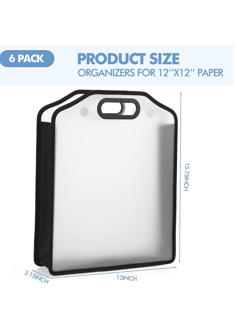 KASTWAVE Scrapbook Paper Storage Organizer, 6Pce Handle Expandable Craft Paper Storage for Documents Office Photos Cardstock File (12'' x 12'' ) - Image 2