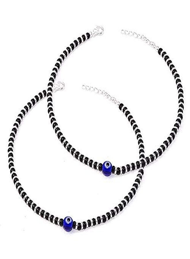ARTIFICIAL TREE Handmade Designer Beads Black Thread Anklet & Evil Eye charms Nazariya Adjustable Payal | Anklet For Women, Girls 4 piece (AT PAYAL 0017) - Image 2