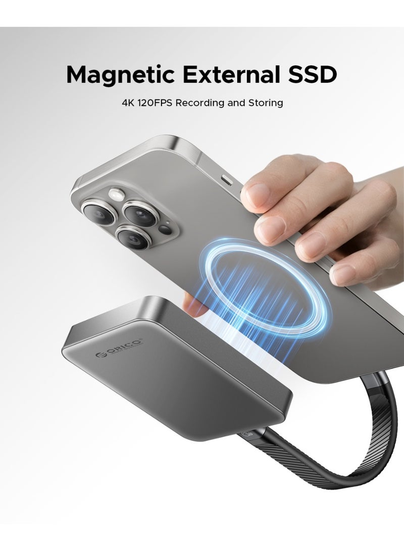 Orico ORICO 256GB Magnetic External SSD, 4K ProRes HDR Record and Store, USB3.1 Gen2(1000MB/s), USB3.2 Gen2*2(2000MB/s), Portable Solid State Drive, Compatible with USB-C Smartphone, Computer - K5PLUS - Image 4