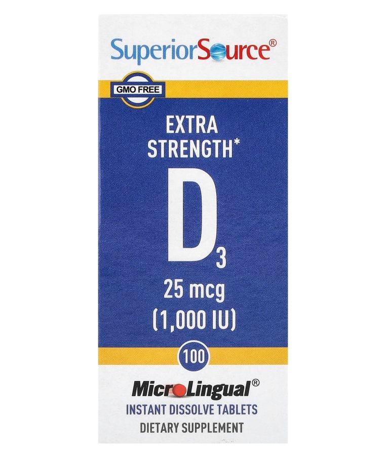 Superior Source D3 25 mcg (1000 IU) 100 MicroLingual® Instant Dissolve Tablets