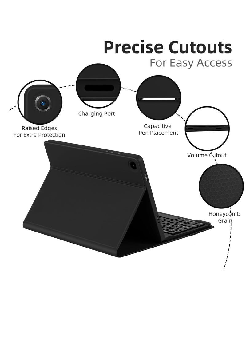 General - Case with Keyboard for Samsung Galaxy Tab A9 Plus 11 inch (SM-X210/X215/X216/X218),7 Color Rainbow Backlight Detachable USB-C Keyboard Magnetic Case with Pen Slot for Tablet A9+ 5G Black - Image 1