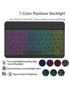 General Case with Keyboard for Samsung Galaxy Tab A9 Plus 11 inch (SM-X210/X215/X216/X218),7 Color Rainbow Backlight Detachable USB-C Keyboard Magnetic Case with Pen Slot for Tablet A9+ 5G Black  - Image 4