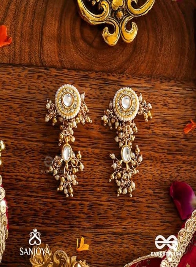 SANJOYA by EVERSTYLISH Kundan Earrings for Women | Classic Pearl & Gold Accent Dangler Earrings | Ethnic Jewelry for Weddings, Festivals & Special Occasions - Image 3