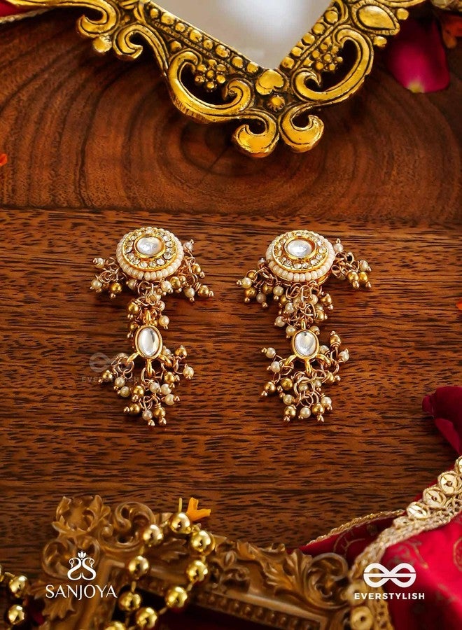 SANJOYA by EVERSTYLISH Kundan Earrings for Women | Classic Pearl & Gold Accent Dangler Earrings | Ethnic Jewelry for Weddings, Festivals & Special Occasions - Image 2