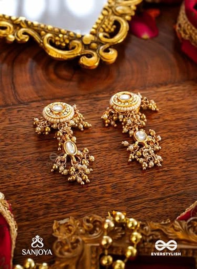 SANJOYA by EVERSTYLISH Kundan Earrings for Women | Classic Pearl & Gold Accent Dangler Earrings | Ethnic Jewelry for Weddings, Festivals & Special Occasions - Image 4