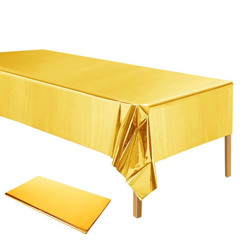 ELECLAND Plastic Gold Tablecloth  Metallic Gold 54 x 108 Inch Rectangle Foil Tablecloth for Wedding Baby Shower Birthday Party Decoration