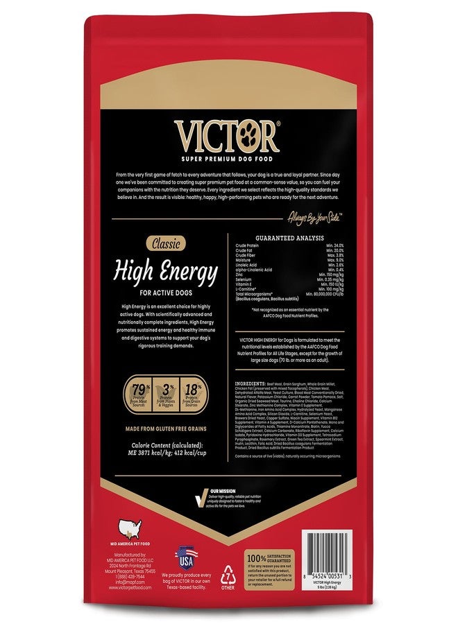 فيكتور طعام الكلاب الفاخر من فيكتور - طعام جاف عالي الطاقة للكلاب النشطة - حبيبات خالية من الغلوتين مع بروتينات لحم البقر والدجاج للكلاب الرياضية - لجميع السلالات وجميع مراحل الحياة، 5 أرطال - Image 3