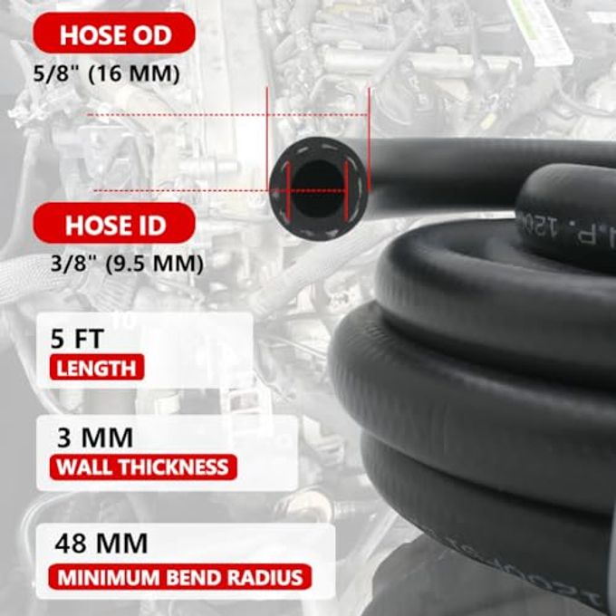 Byredio 3/8 Transmission Cooler Hose 10mm High Pressure Push Lock Fuel Injection Hose 300PSI 5FT - Image 2